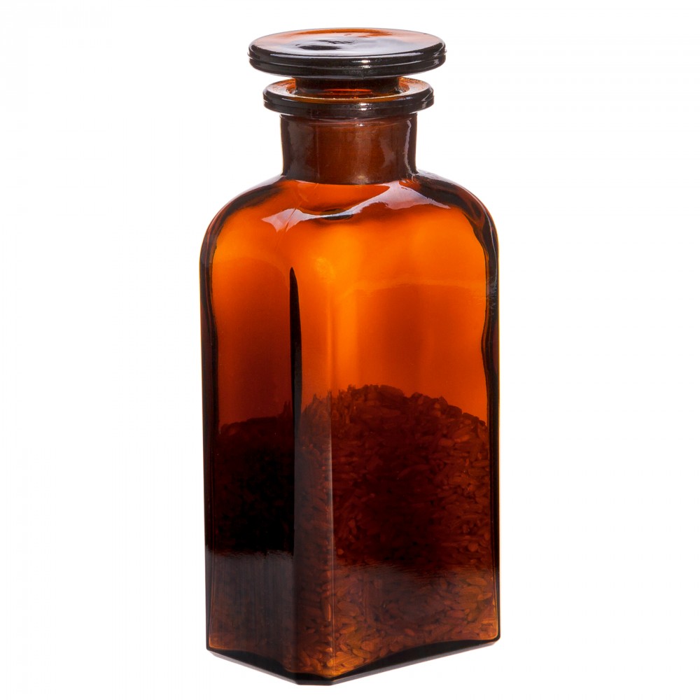 Large Square Apothecary Amber Bottle