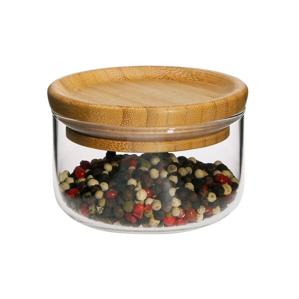 Vorratsdose BASIC S mit Pfeffer, Glas mit Bambusdeckel